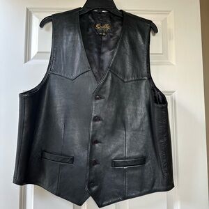 Vintage SCULLY Leather Western Cowboy Vest (Black) Size 46